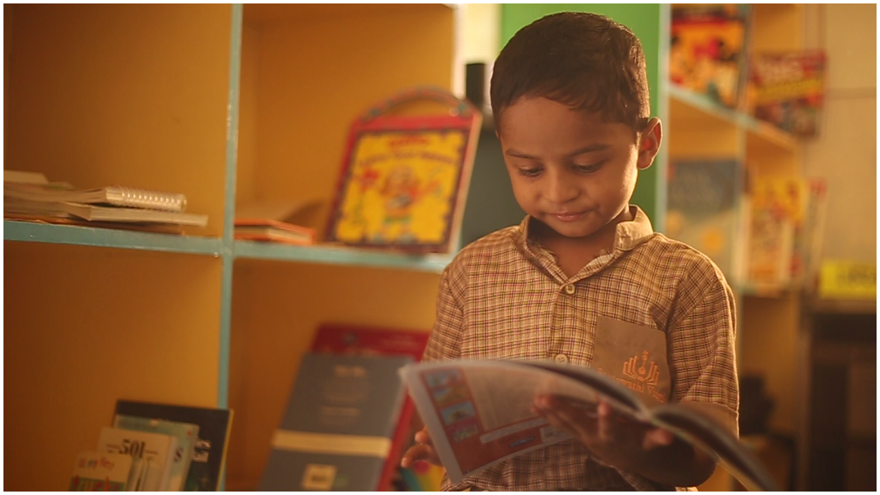 Student reading independently